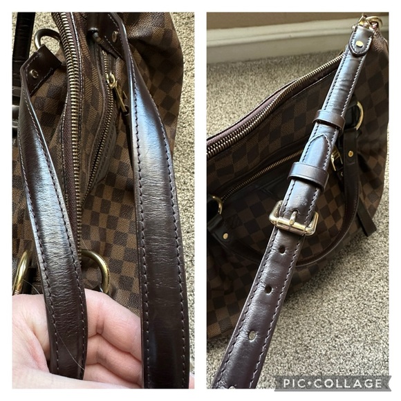 Authentic Louis Vuitton Damier Ebene Evora MM Adjustable Handbag Tote RETIRED - Picture 12 of 16